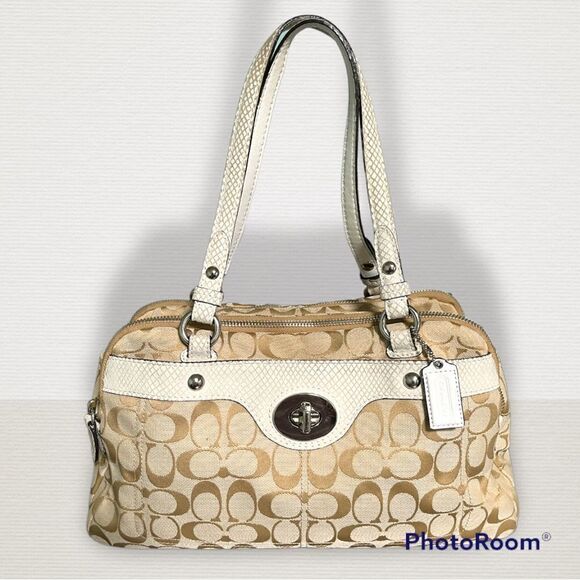 Coach Vintage Penelope Signature Satchel Canvas Leather Trim Designer Purse - Picture 1 of 7